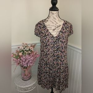 NWOT Womens As U Wish Black Floral One Piece Romper, Size Large